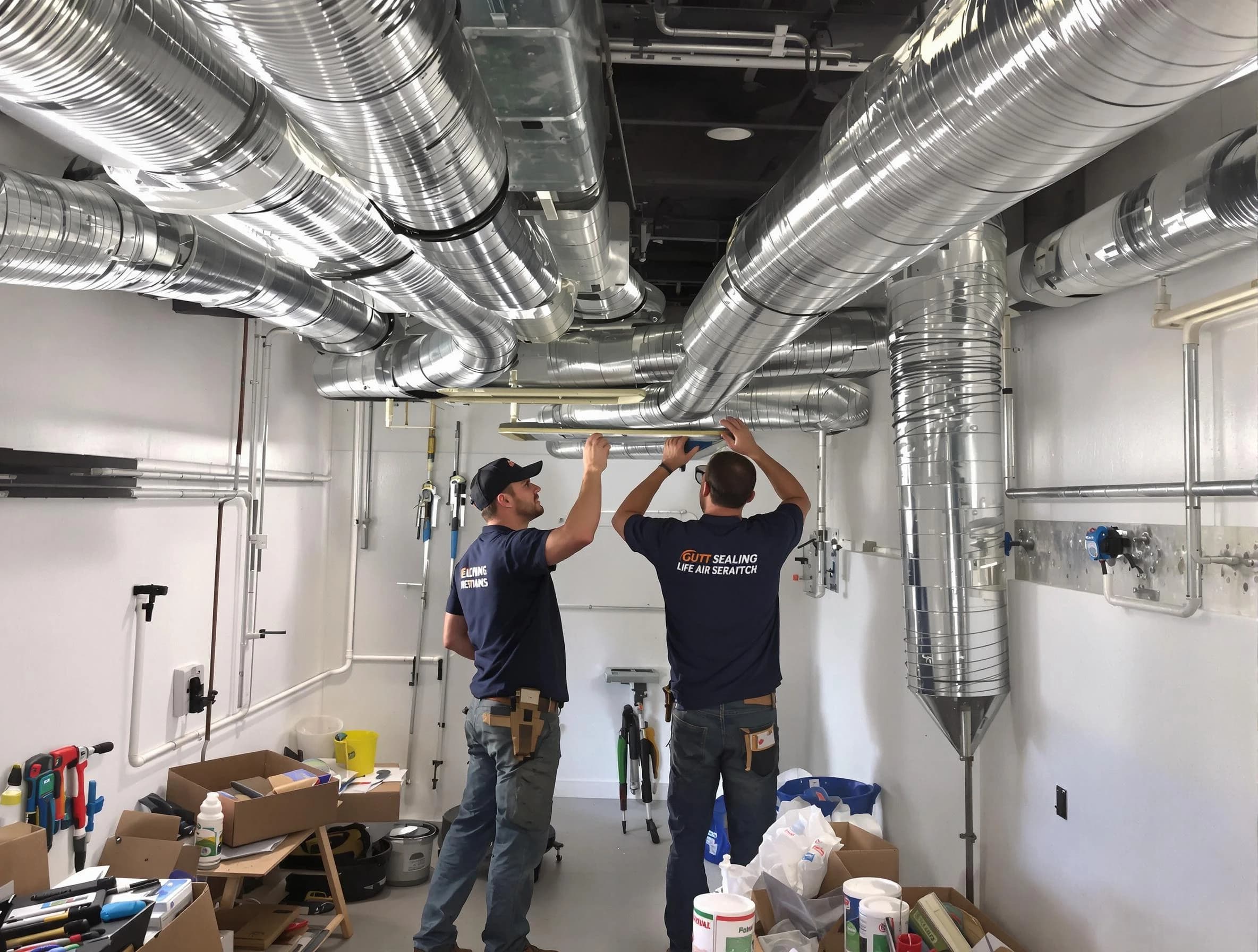Milton Air Duct Cleaning technician applying professional duct sealing solutions in Milton