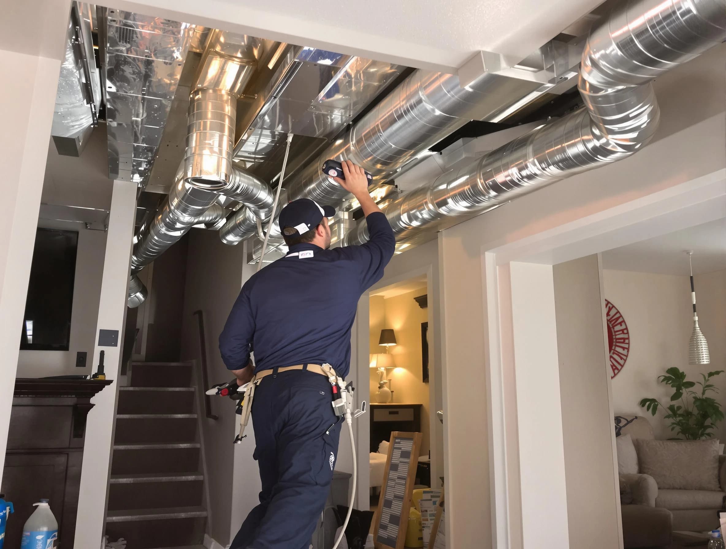 Milton Air Duct Cleaning expert performing specialized duct cleaning in a mobile home in Milton