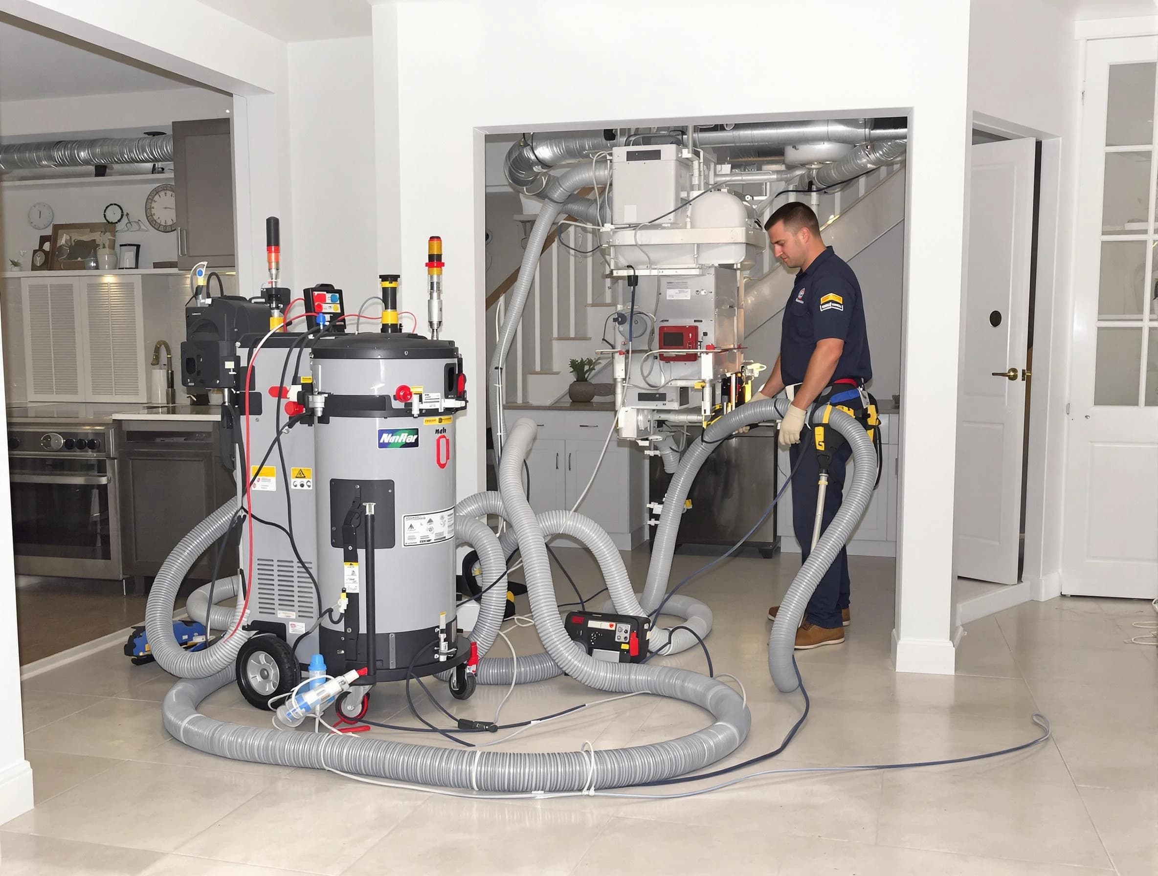 Milton Air Duct Cleaning technician operating negative pressure cleaning equipment for thorough duct maintenance in Milton