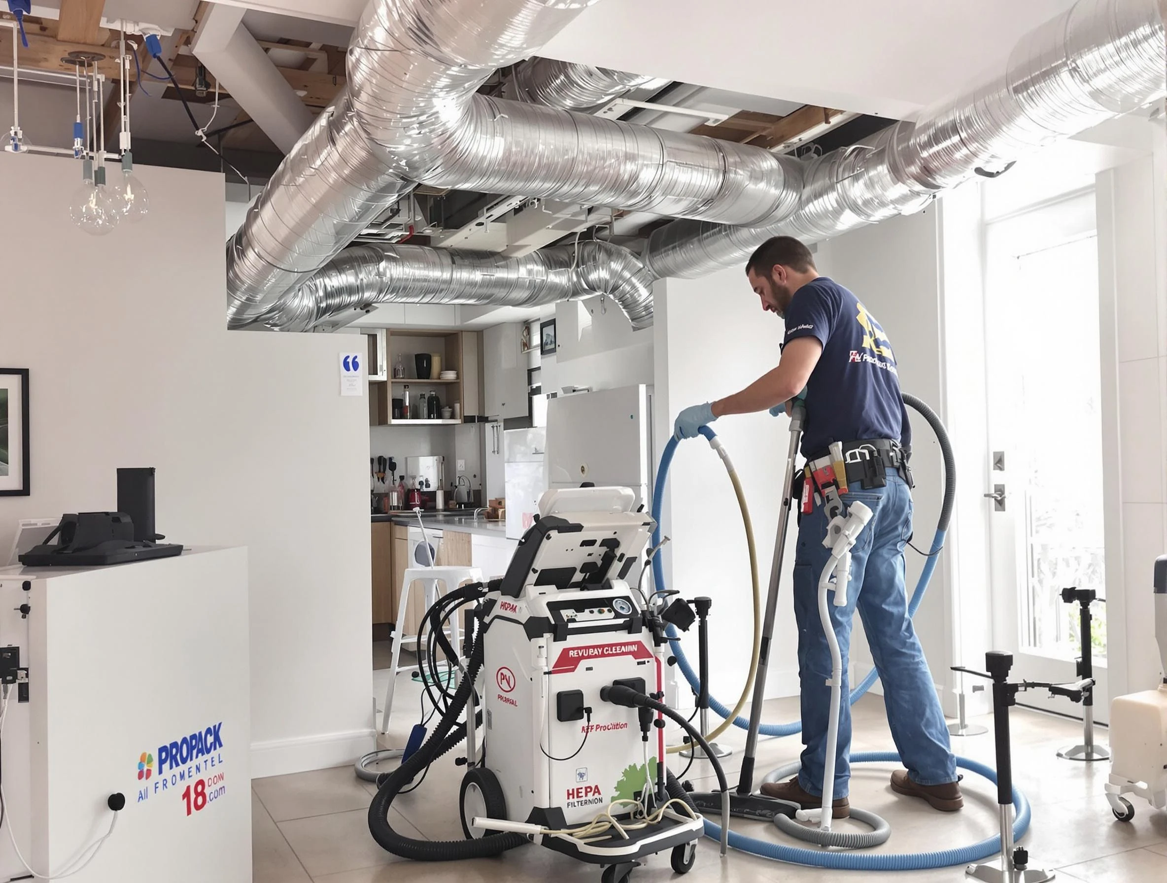 Milton Air Duct Cleaning technician performing advanced pure duct cleaning with specialized equipment in Milton